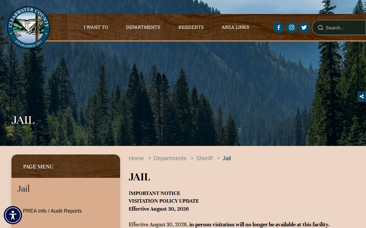 Clearwater County Jail official facility and custody information